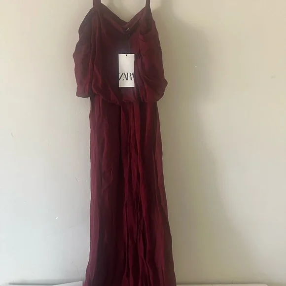 zara burgundy maxi dress ZARA. Long pleated burgundy dress Ts  Hibuy market